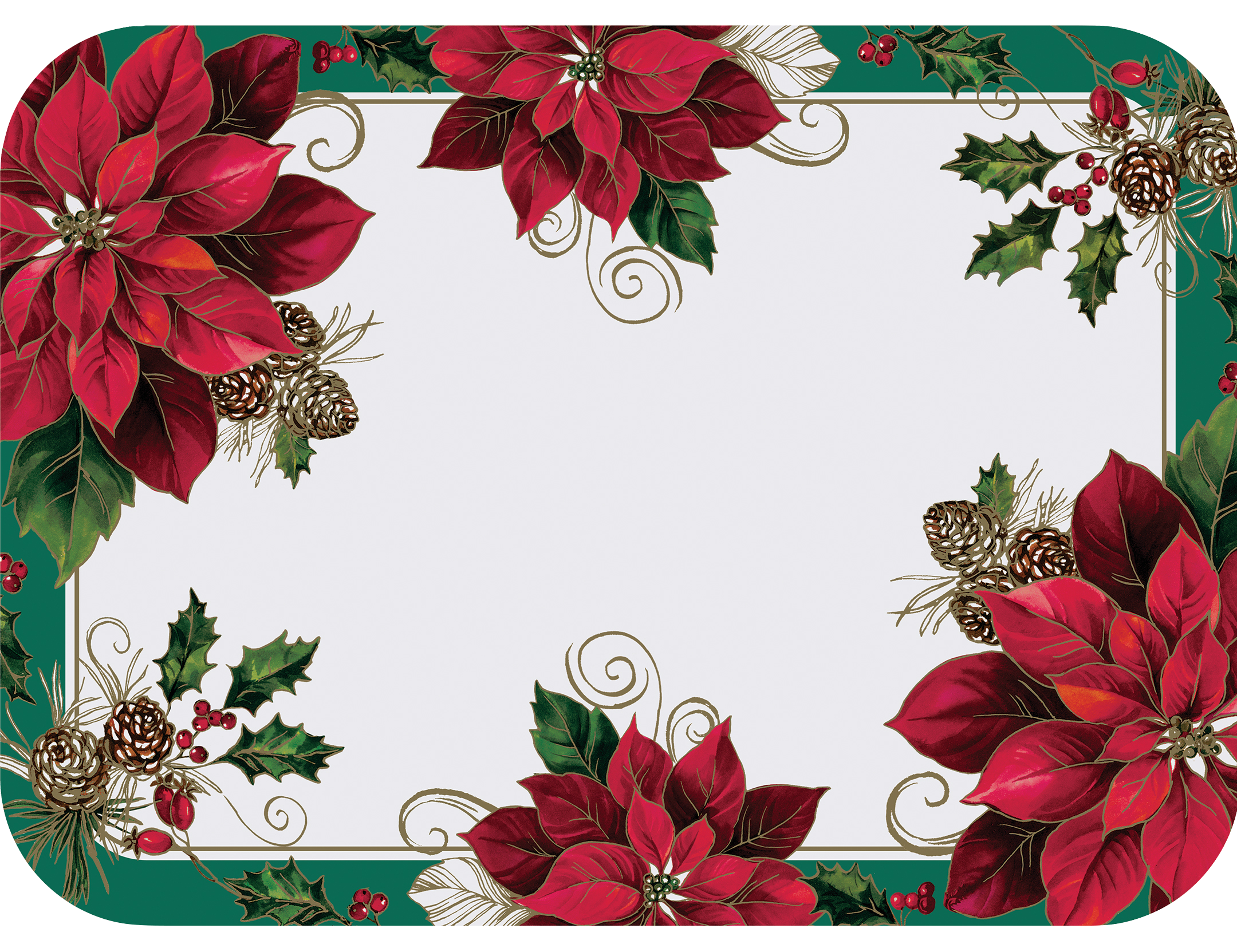 13.5 in X 18.75 in Traditional Poinsettia Paper Traymats 1000 ct.