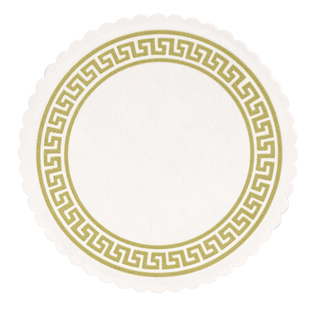 3.25 in Scalloped Greek Key Budgetboard Coasters 2500 ct.
