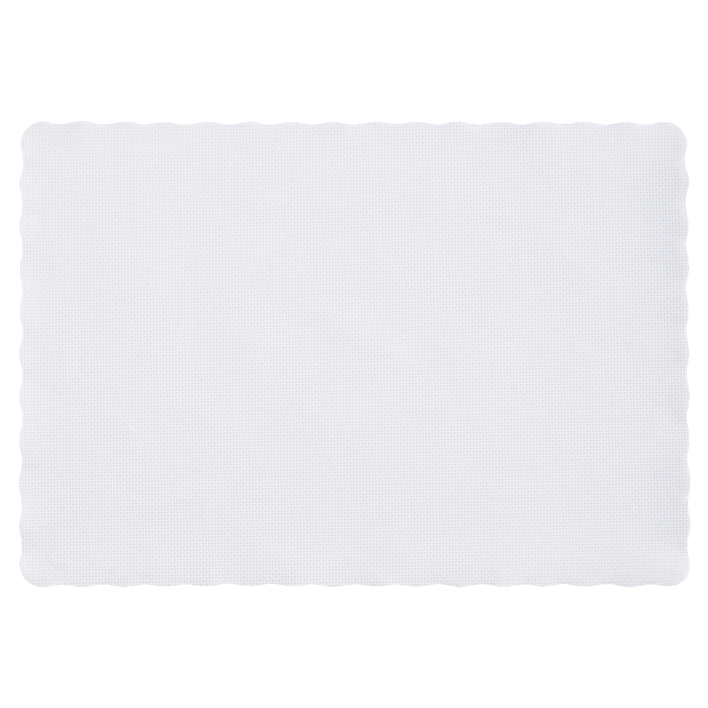 10 in x 14 in Knurl Embossed Scalloped White Paper Placemats 1000 ct.
