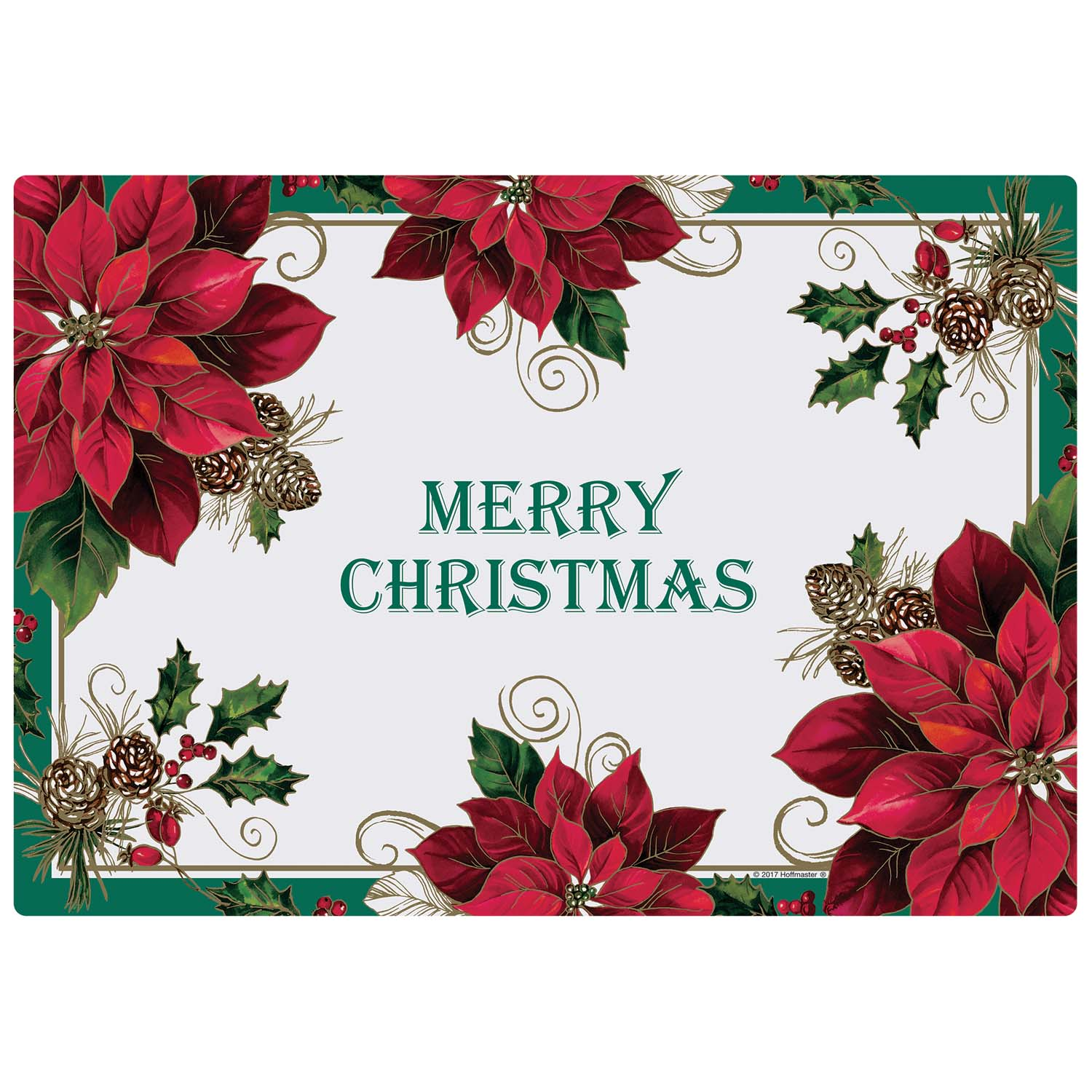 10 in x 14 in Traditional Poinsettia Paper Placemats 1000 ct.