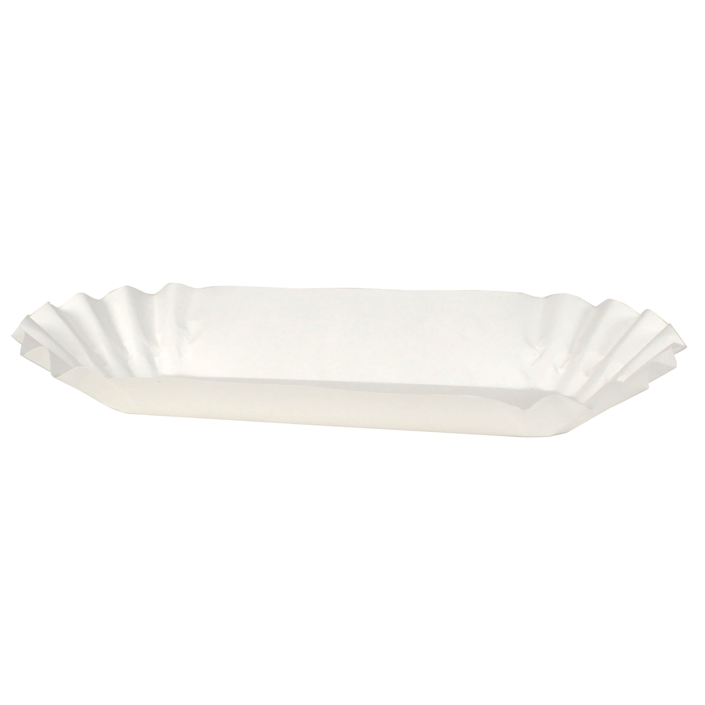 5.75 in White Fluted Hot Dog Trays 3000 ct.