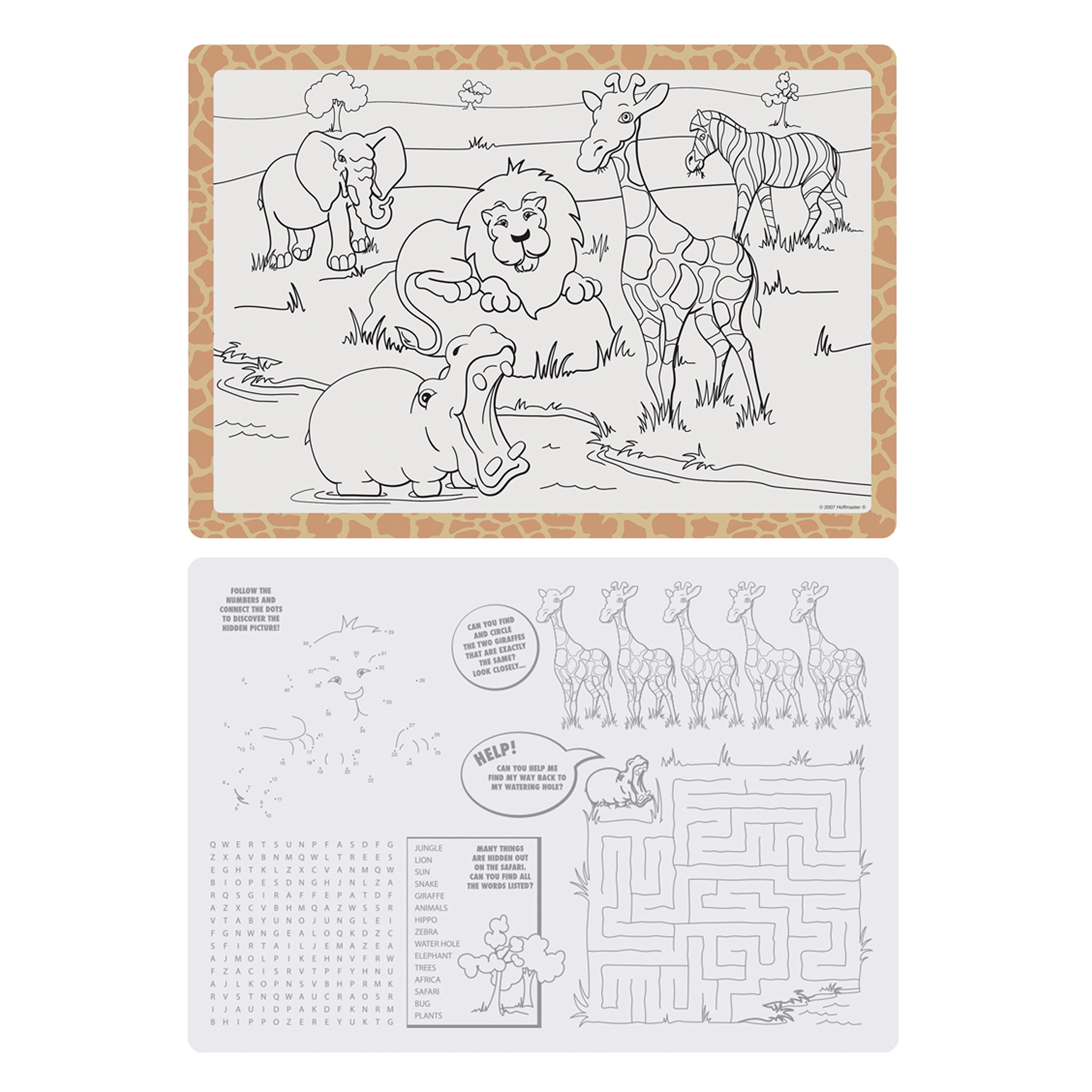 10 in x 14 in Jungle Fun 2-Sided Kids Placemats 1000 ct.