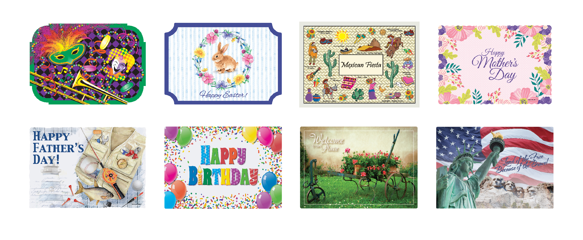 10 in x 14 in Spring Paper Placemats 8 Designs Combo Pack 1000 ct.