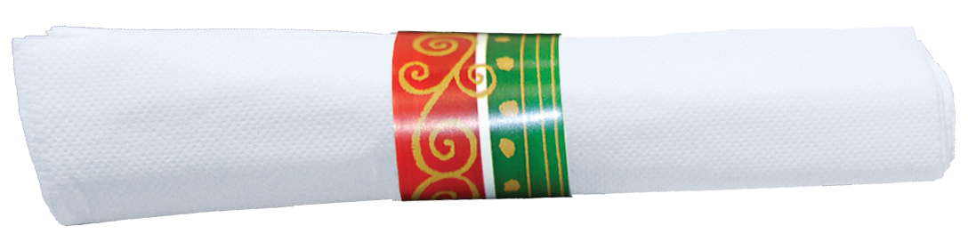 7.75 in x 7.75 in Pre-rolled FashnPoint CaterWrap White Napkins with Metallic Cutlery 100 ct.