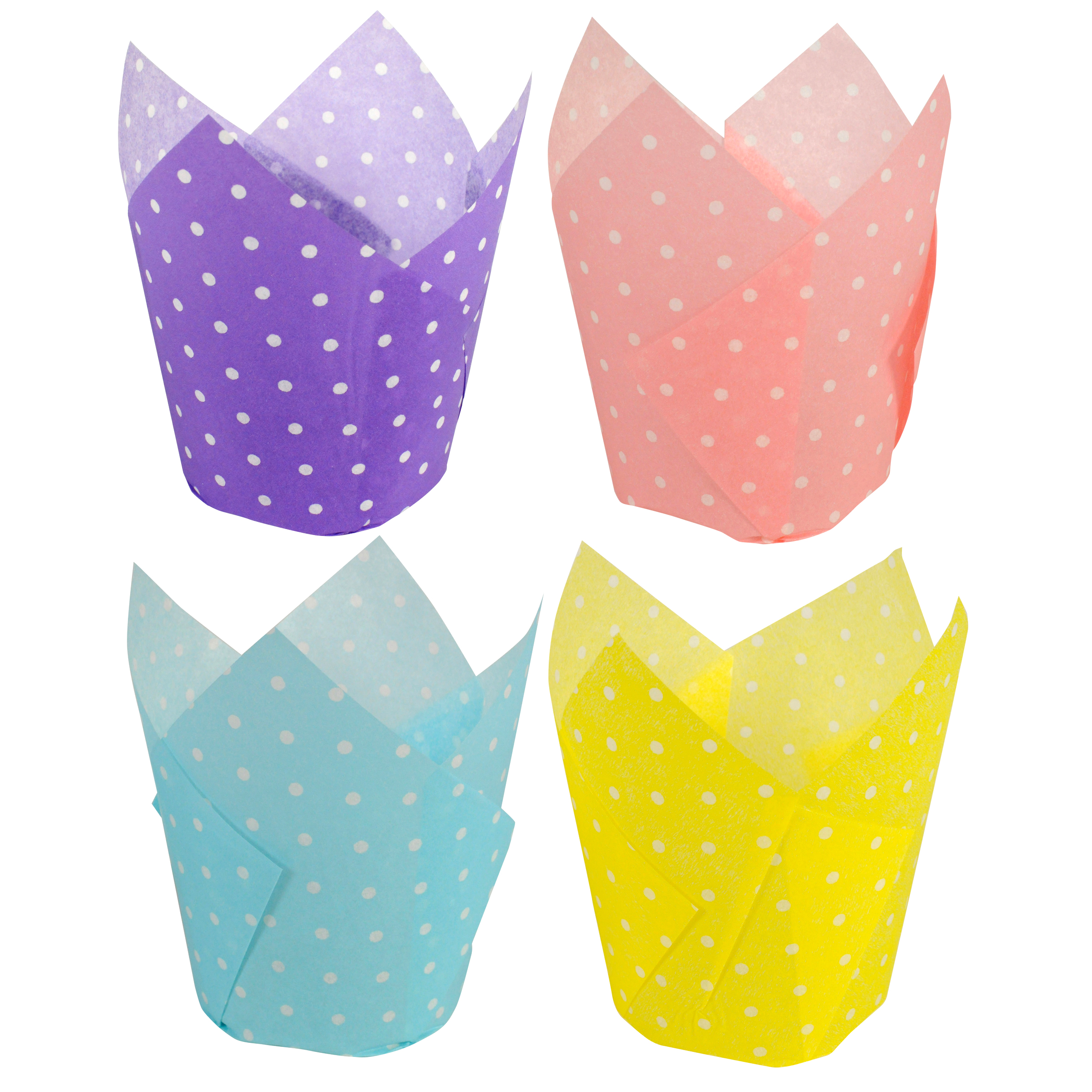 4 in Large Multicolor Polka Dots Paper Tulip Cups 500 ct.
