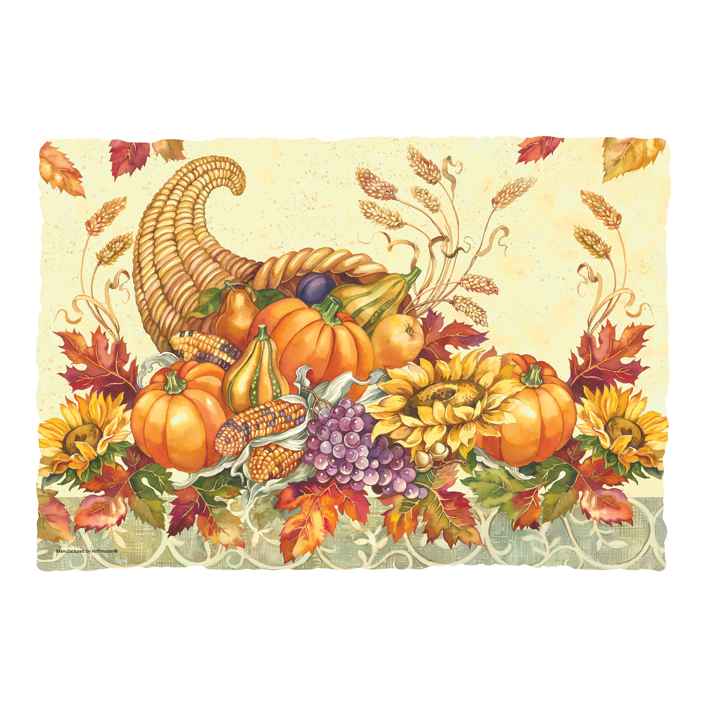 10 in x 14 in Burnt Edge Fall Bounty Paper Placemats 1000 ct.