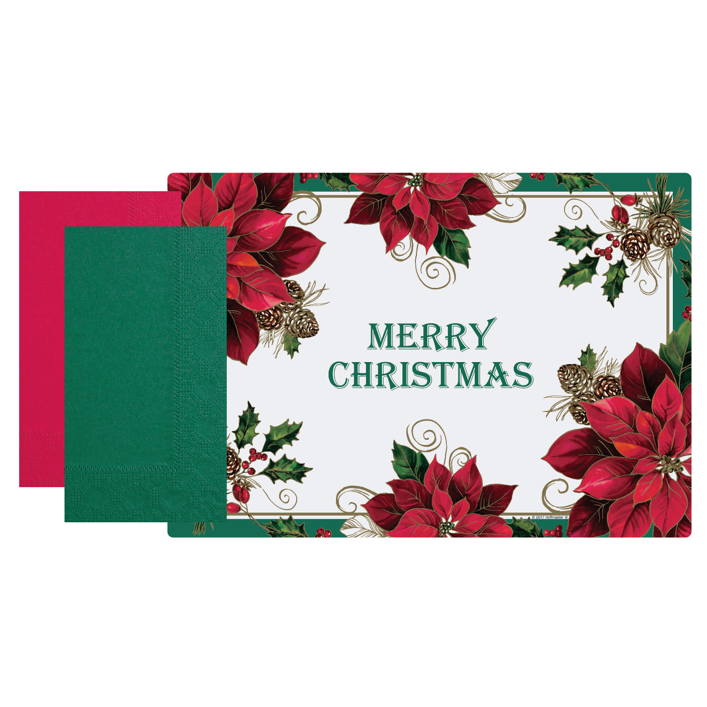 Traditional Poinsettia Placemat and Napkin Combo Pack 500 ct.