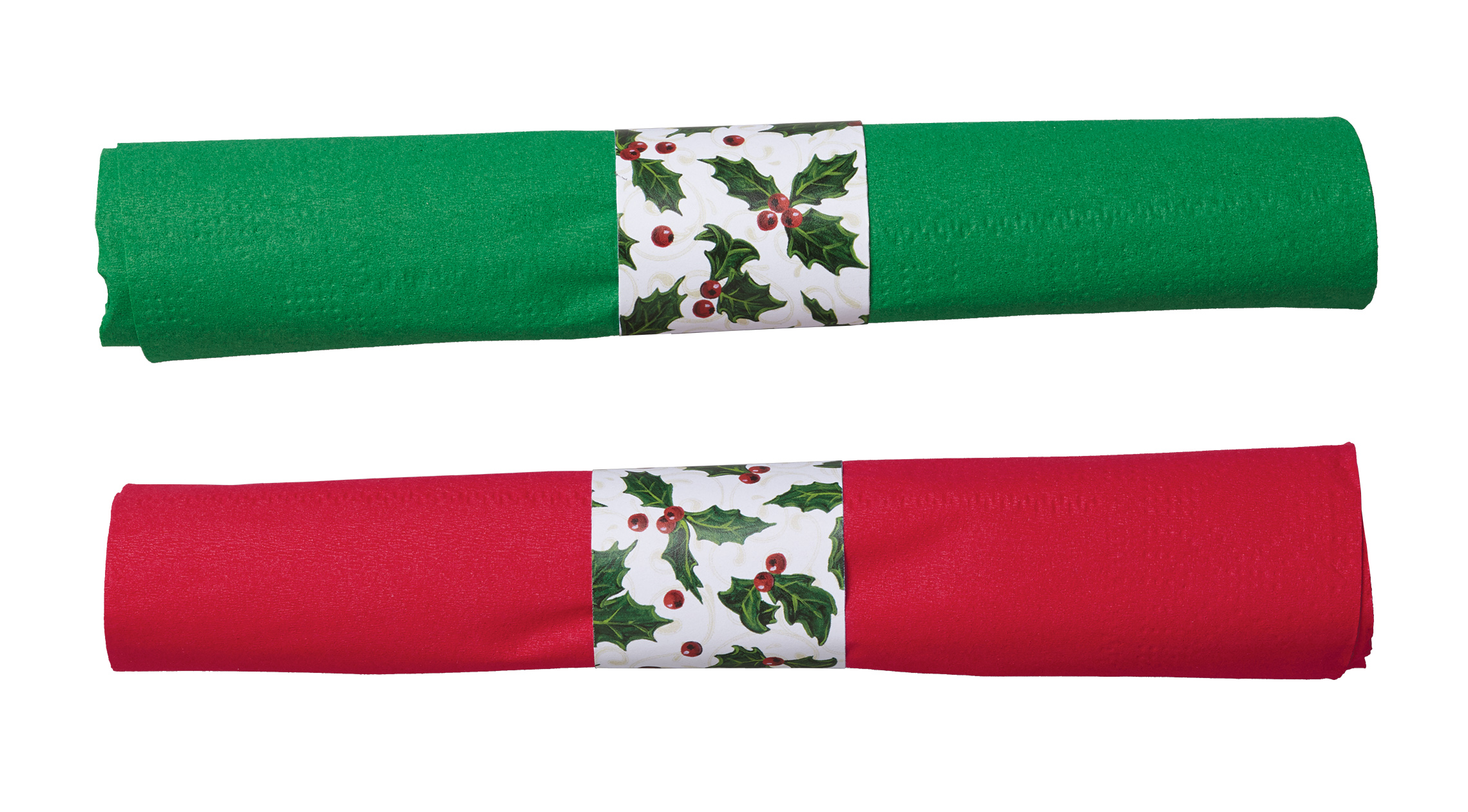 7.5 in x 4.25 in Pre-rolled CaterWrap Red and Green Napkins with Clear Cutlery 100 ct.