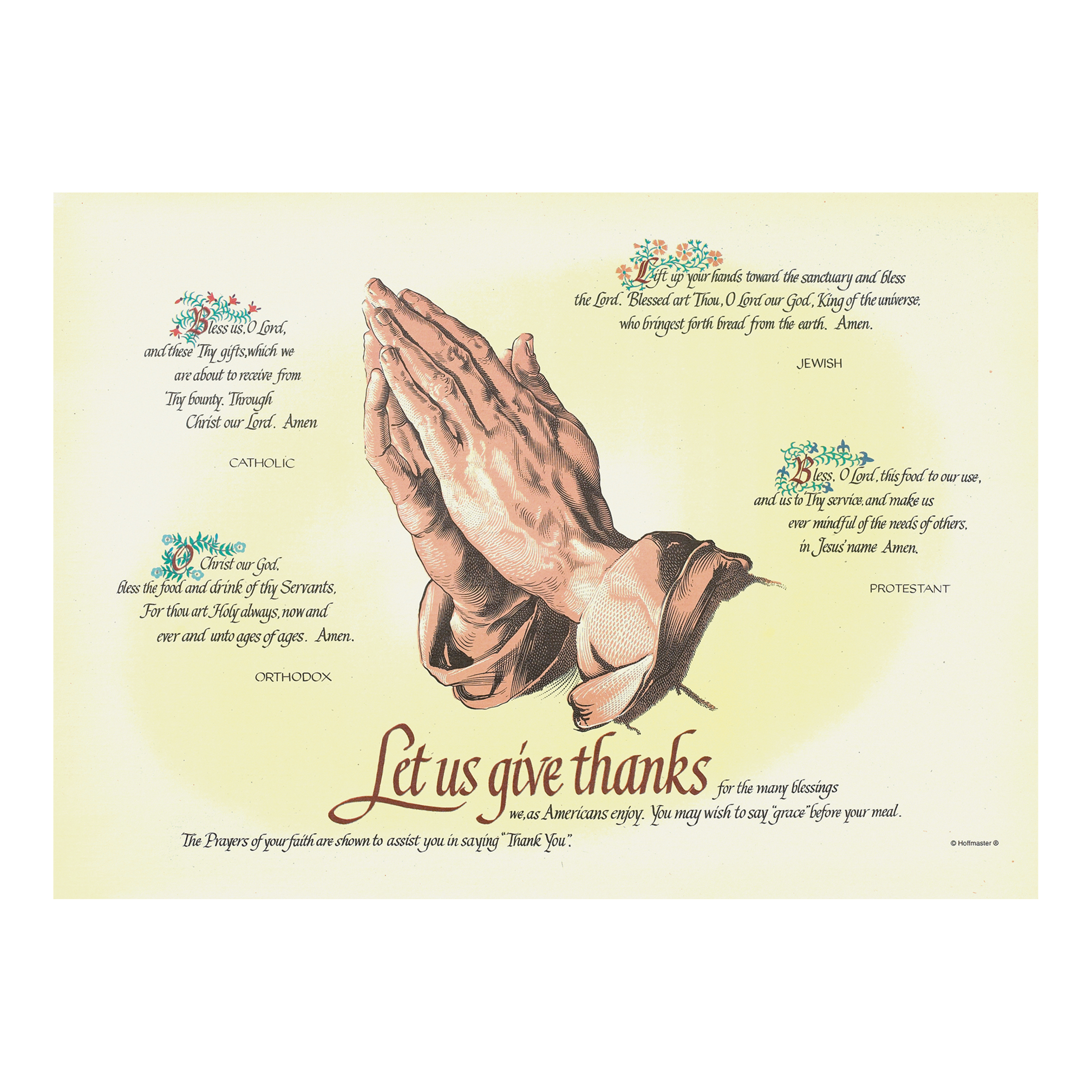 10 in x 14 in Four Faiths Paper Placemats 1000 ct.