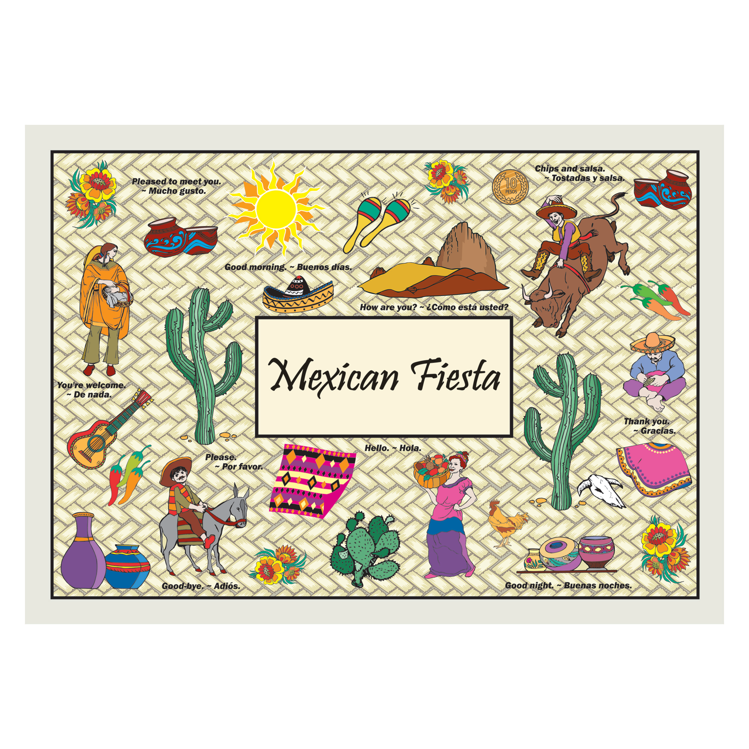 10 in x 14 in Mexican Fiesta Paper Placemats 1000 ct.
