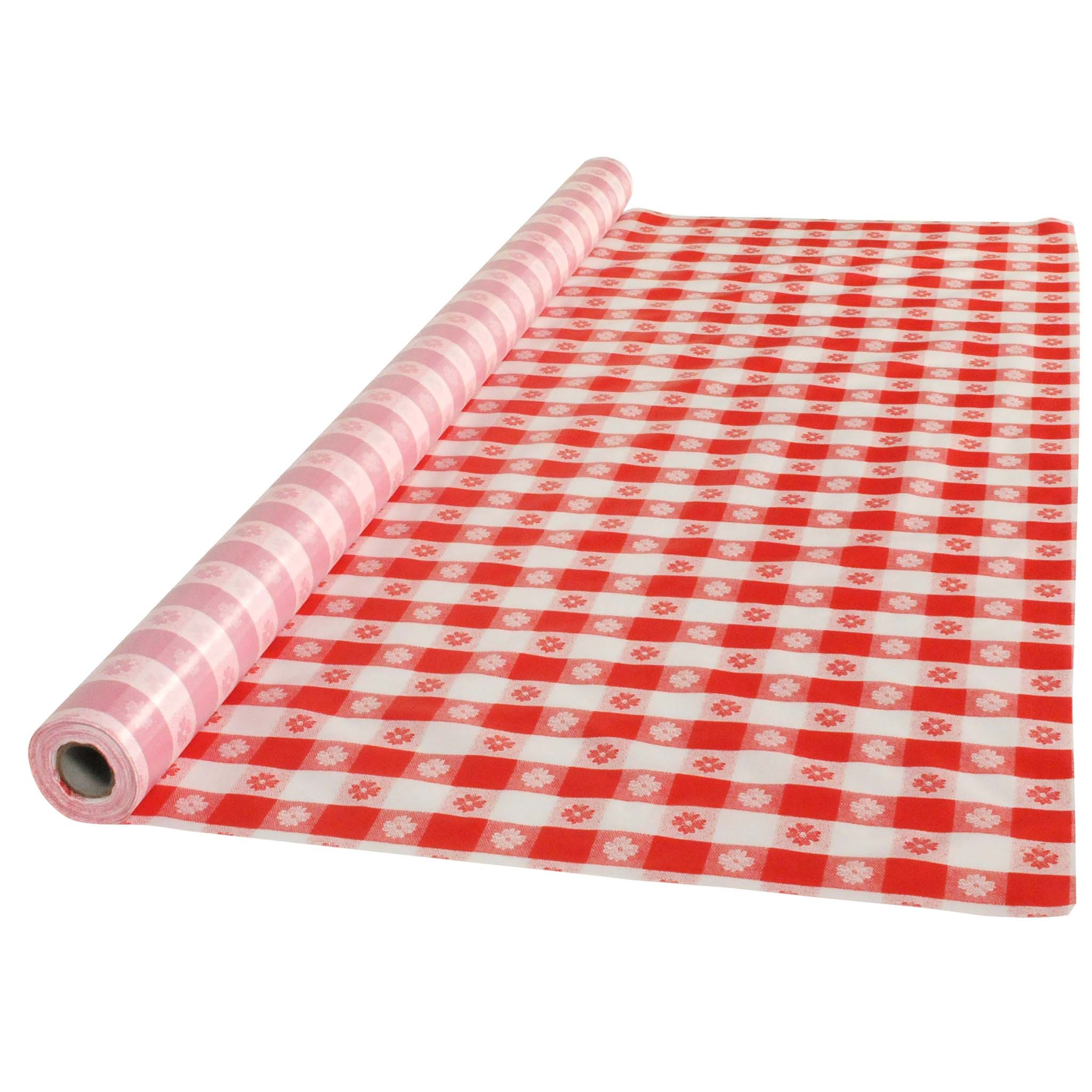 40 in x 100 ft Red Gingham Plastic Table Roll 1 ct.