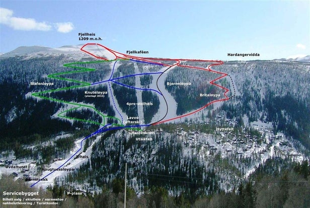 Uvdal Skisenter Mapa zjazdoviek