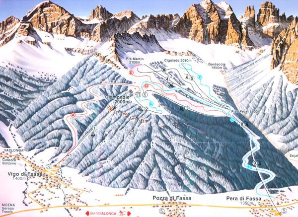 Vigo di Fassa - Pera - Ciampedie Mappa piste