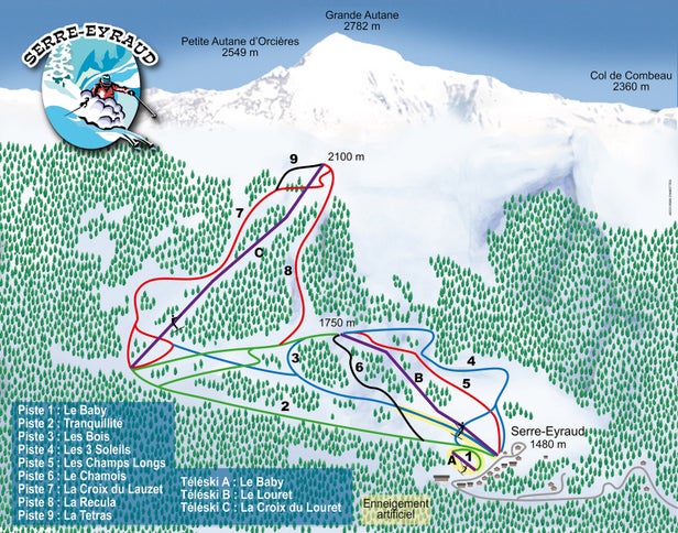 Serre Eyraud Mapa zjazdoviek