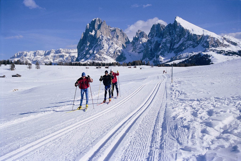 Cross-country skiers in Alpe di Siusi - Seiser Alm, Italy