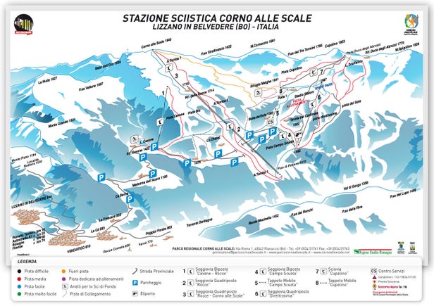 Corno alle Scale Mapa sjezdovek