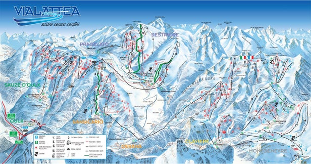 Claviere - Vialattea Mapa zjazdoviek