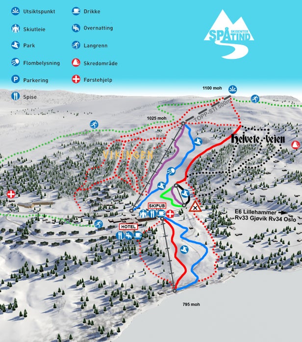 Spåtind Skisenter  Mapa sjezdovek