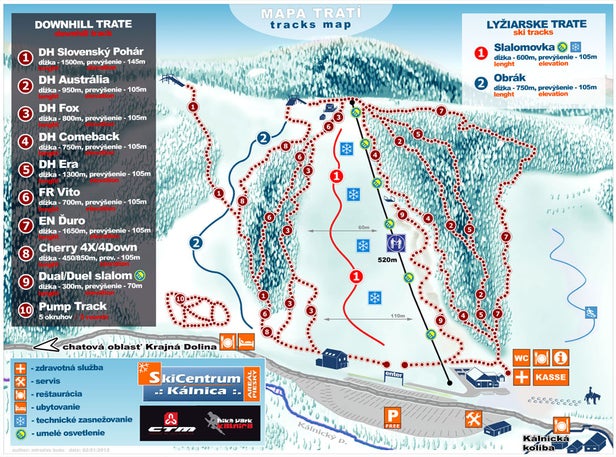 Ski centrum Kálnica Mapa zjazdoviek