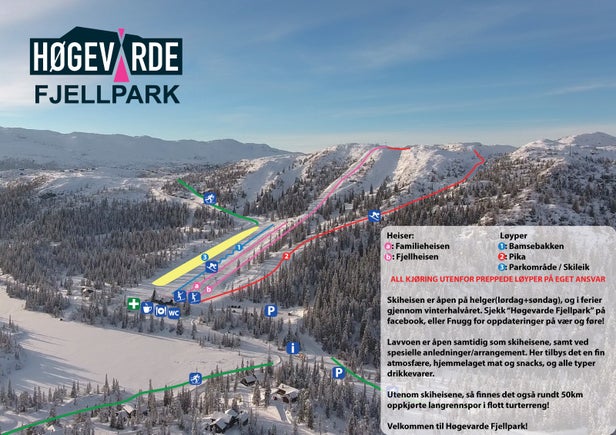 Høgevarde Fjellpark Mapa sjezdovek