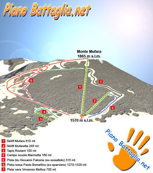 Piano Battaglia - Madonie Mapa zjazdoviek
