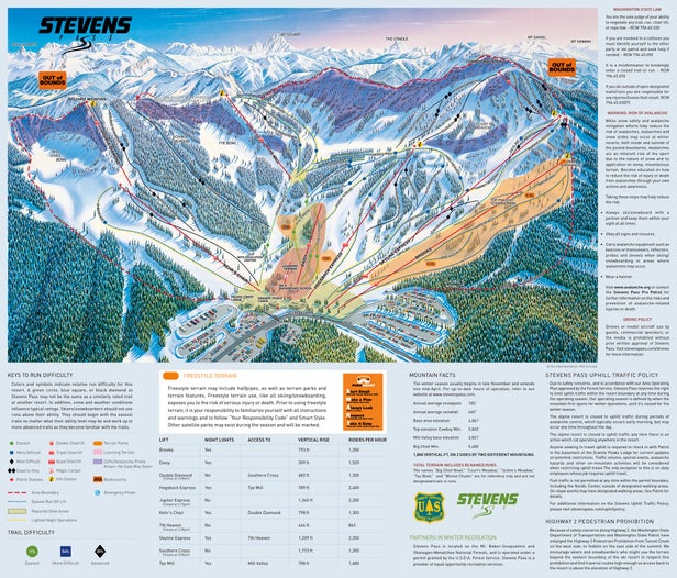 Stevens Pass Resort Mapa zjazdoviek