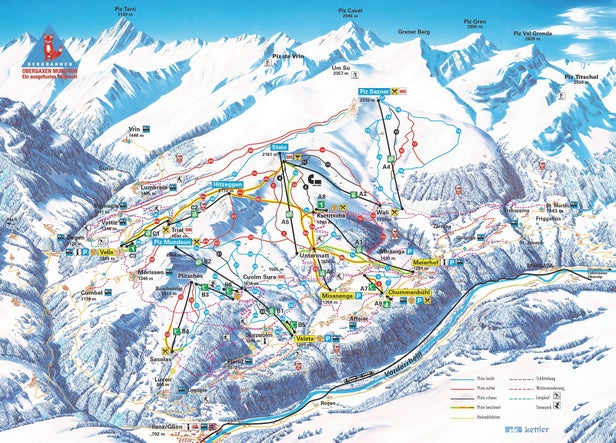 Obersaxen Mundaun Lumnezia Mapa sjezdovek