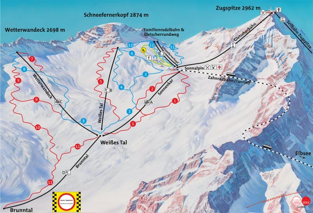 Zugspitze Mapa zjazdoviek