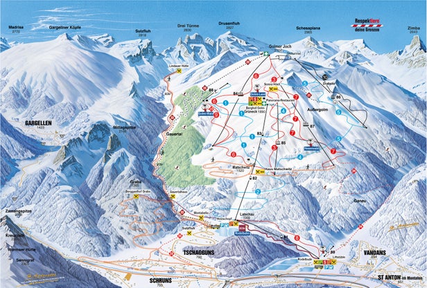 Golm - Tschagguns - Vandans Mapa zjazdoviek