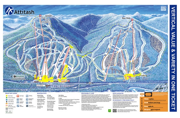 Attitash Mapa zjazdoviek