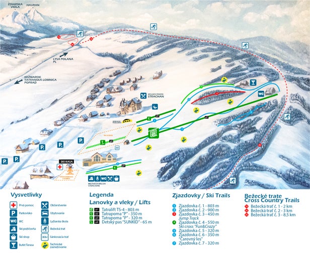 Ždiar - Strachan Mapa sjezdovek