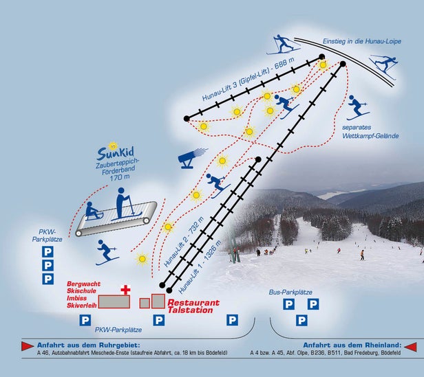 Pistenplan Bödefeld - Hunau