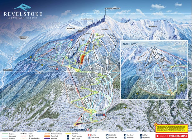 Revelstoke Mapa zjazdoviek