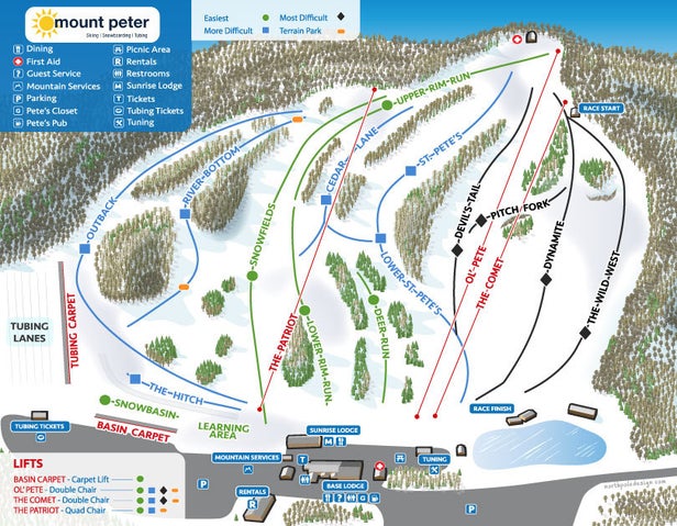 Pistenplan Mount Peter Ski Area