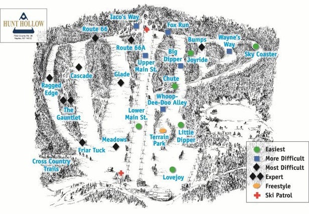 Hunt Hollow Ski Club Mapa zjazdoviek