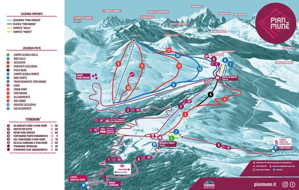 Pian Munè - Paesana Mapa sjezdovek