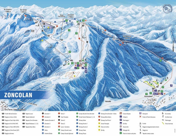 Ravascletto Zoncolan Mapa zjazdoviek