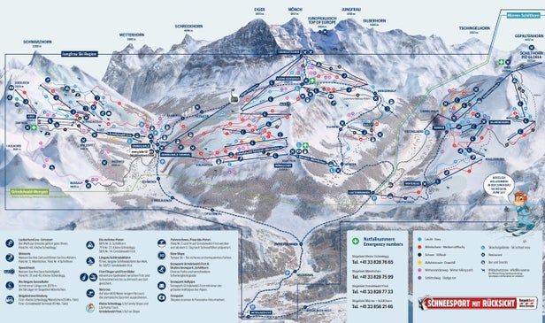 Pistenplan Grindelwald - Wengen - Jungfrau Ski Region