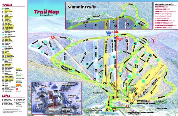 Jiminy Peak Mapa zjazdoviek