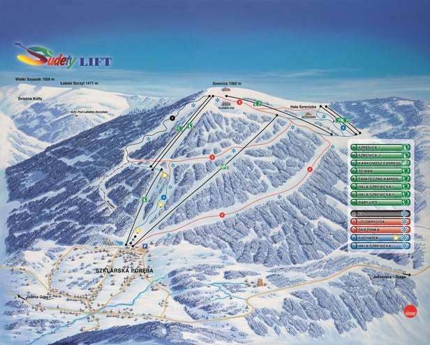 Szklarska Poręba - Ski Arena Szrenica – mapa tras narciarskich