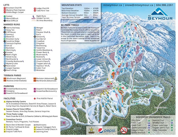 Mt Seymour – mapa tras narciarskich