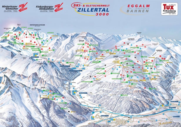 Ski- und Gletscherwelt Zillertal 3000 - Tux-Finkenberg Mapa sjezdovek