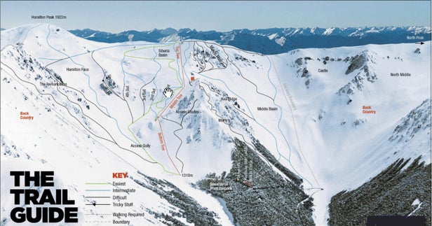 Craigieburn Valley Ski Area Mapa zjazdoviek