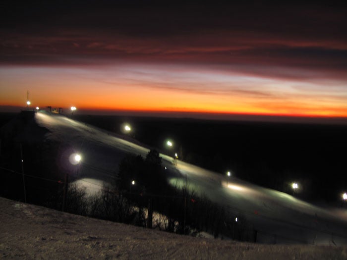 Caberfae Peaks, MI lit for night skiing.