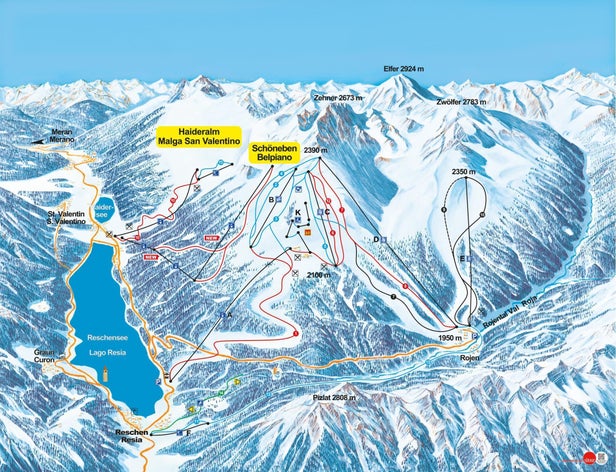 Malga San Valentino / Haideralm Mapa sjezdovek