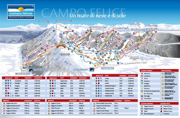 Campo Felice - Rocca di Cambio Mapa zjazdoviek