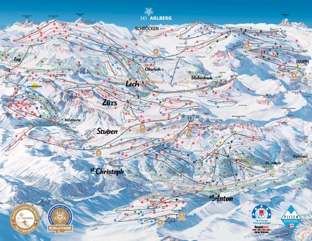 St. Anton am Arlberg Mapa zjazdoviek