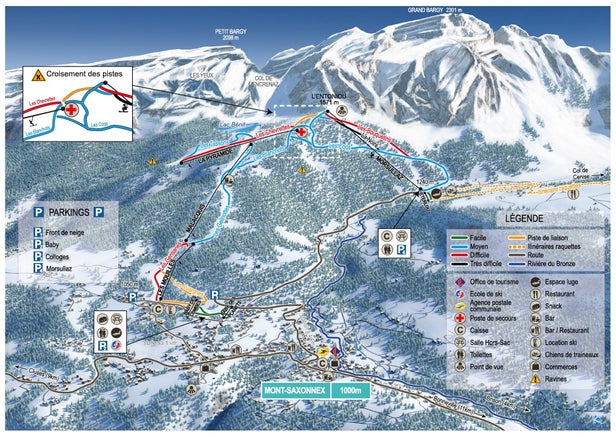 Mont Saxonnex Mapa zjazdoviek