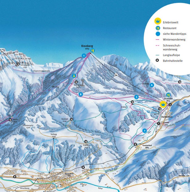 Jakobsbad - Kronberg – mapa tras narciarskich