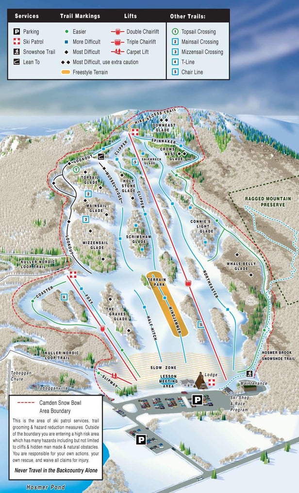 Camden Snow Bowl Mapa zjazdoviek